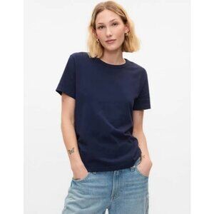 NEW Gap Organic Cotton Womens L Navy Blue Crewneck T-Shirt Soft Casual Comfy